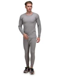 Alfa Body Warmer Men's Cotton Melange Thermal Round Neck Set (Upper+Lower)