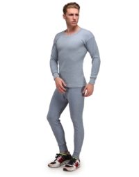 Alfa Body Warmer Men's Cotton Melange Thermal Round Neck Set (Upper+Lower) - Image 2