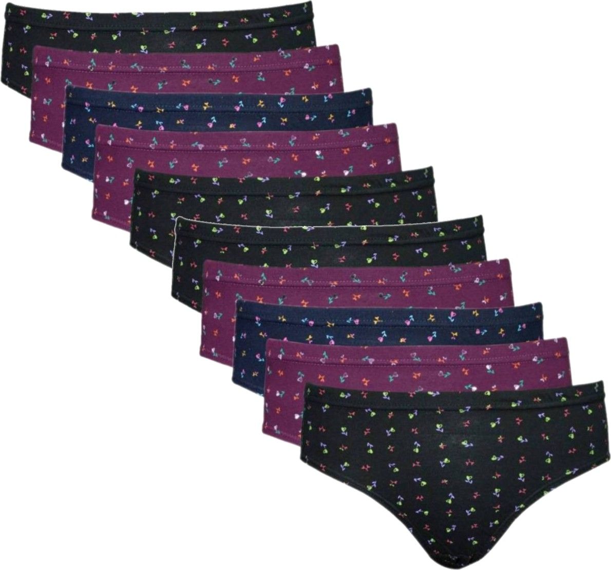 Alfa Senorita Womens’ 100 Cotton Multicolor Print Hipster Panty Pack Of 10 Alfa Thermals