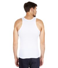 Alfa Stylo Men's 100% Cotton RN Sleeveless White Vest - Pack of 10 - Image 3