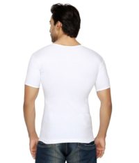 Alfa Stylo Men's White 100% Cotton RNS Innerwear Vest with Half Sleeves - Pack of 5 - Image 4