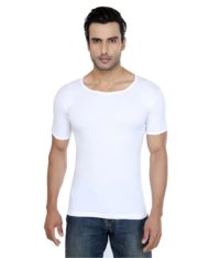 Alfa Stylo Men's White 100% Cotton RNS Innerwear Vest with Half Sleeves - Pack of 5 - Image 2