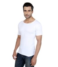 Alfa Stylo Men's White 100% Cotton RNS Innerwear Vest with Half Sleeves - Pack of 5 - Image 3